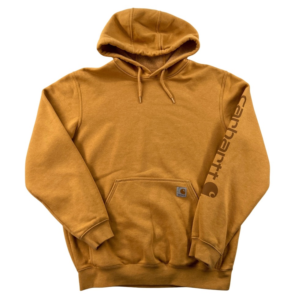 Carhartt K288 Signature Logo Hoodie Mens Medium Mustard Yellow Original Fit